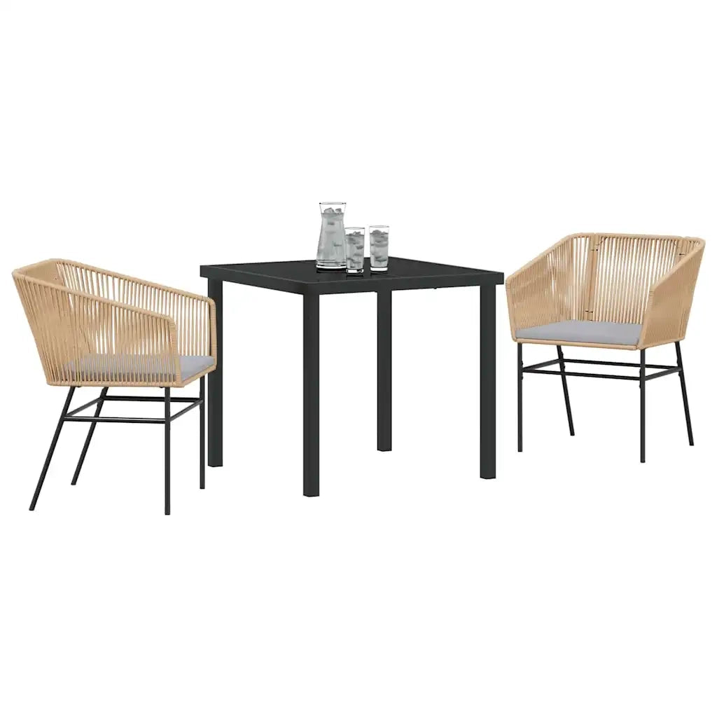 Set da Pranzo per Giardino con cuscino 3 pcs Marrone