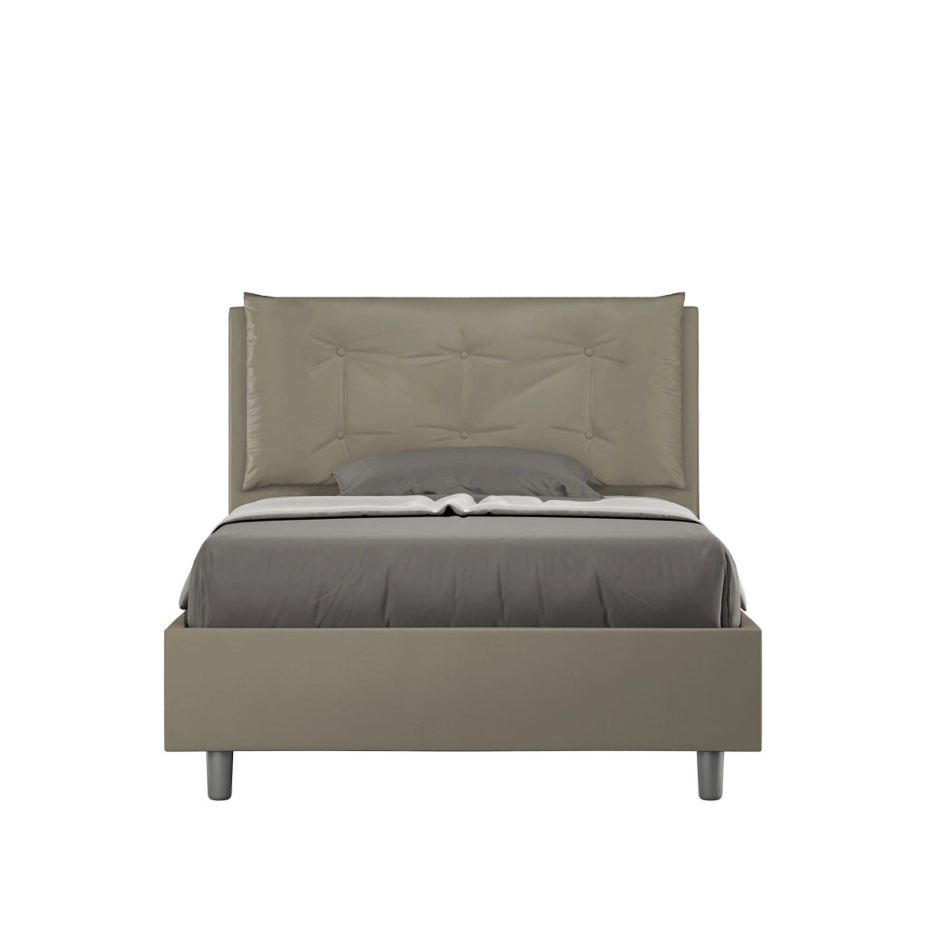 BS COM Letto una piazza e mezza senza rete imbottito 120x210 similpelle cappuccino
