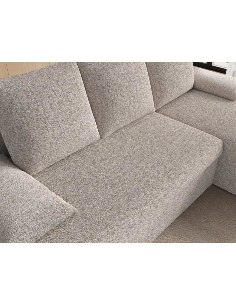 Divano angolare trasformabile Beige 3 posti 206x90x146cm GINA
