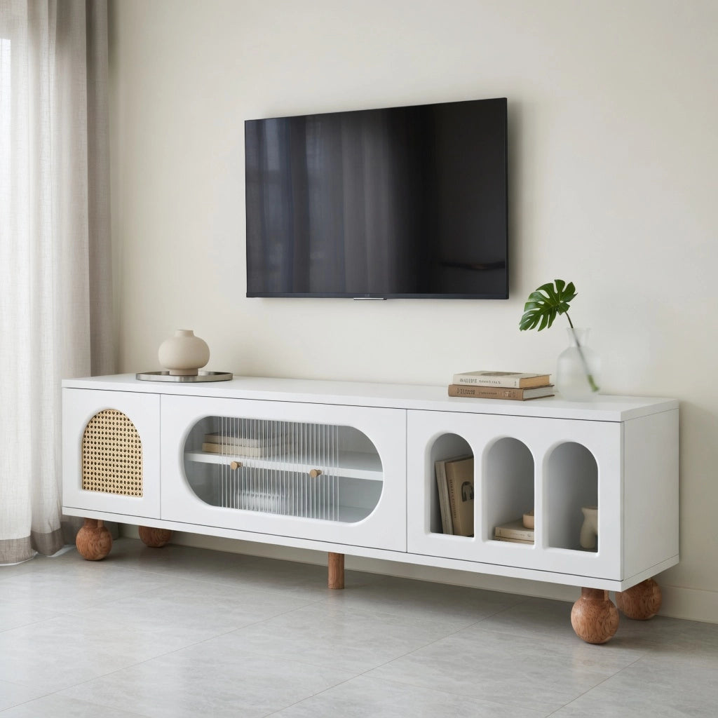 Cassettiera TV bianca in truciolare lunghezza 170 cm