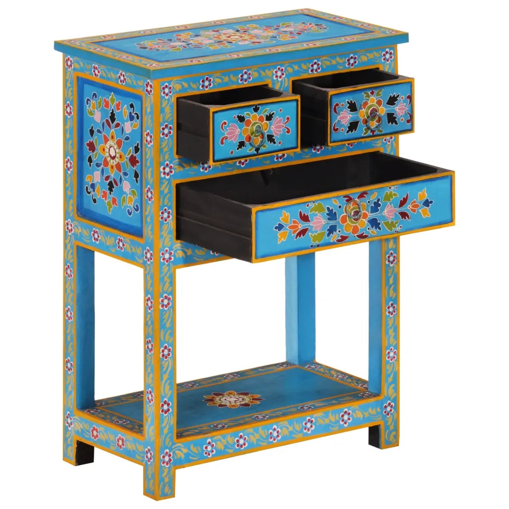 Credenza-Buffet-Armadio da cucina Turchese 55x30x76 cm in Legno Massello di Mango