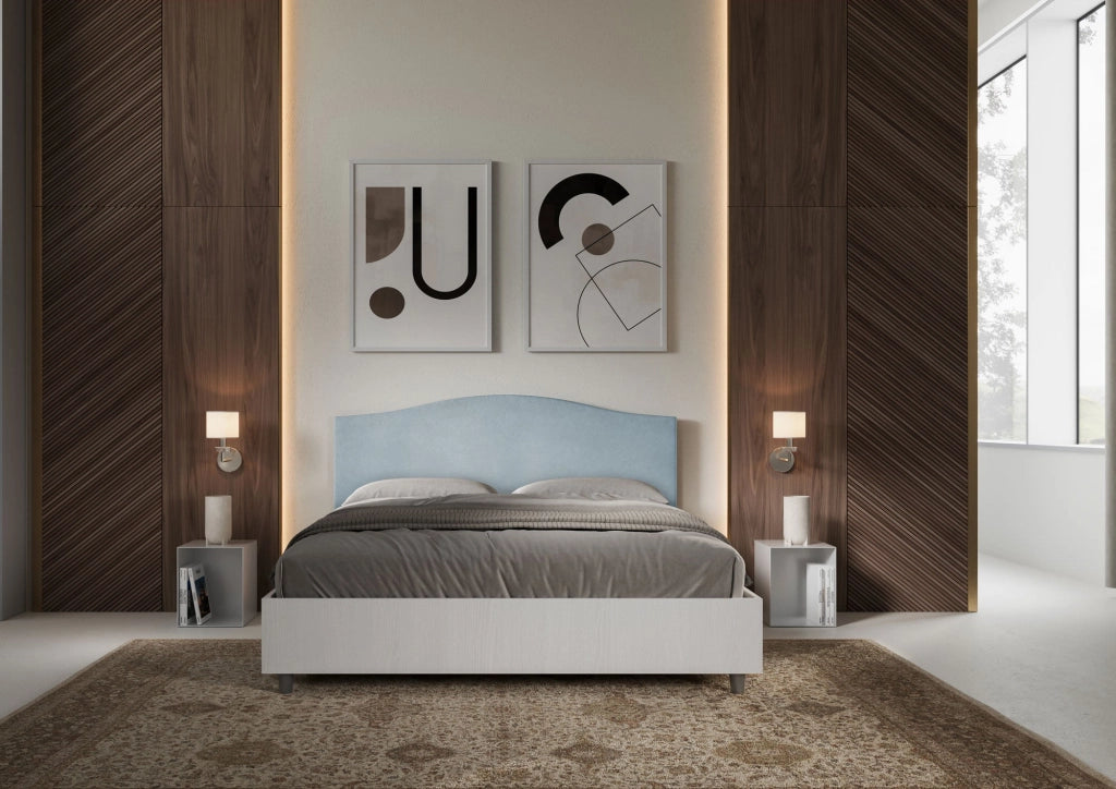 Letto Matrimoniale 160x200 cm con Rete Grace Azzurro