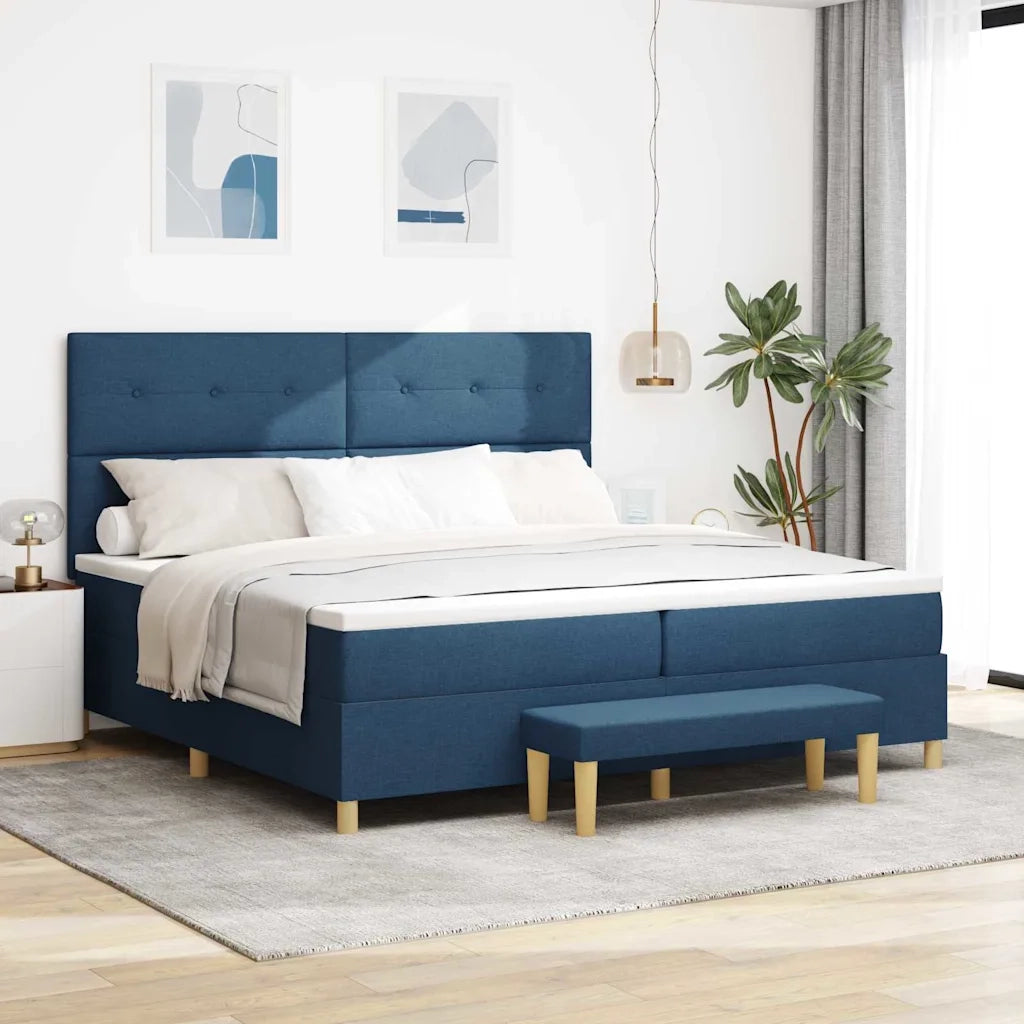 Letto a molle con materasso Blu 200 x 200 cm Tessuto 3344330