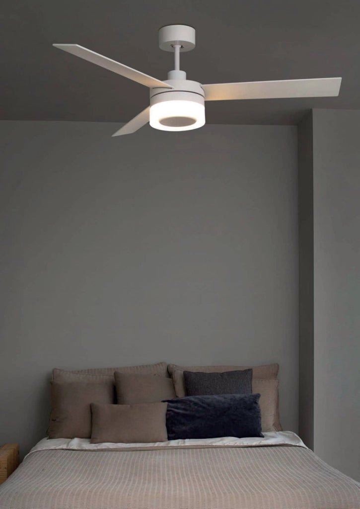 FARO Ventilatore da soffitto Ice Bianco Acciaio linee essenziali finiture curate funzionamento duraturo FARO-33460