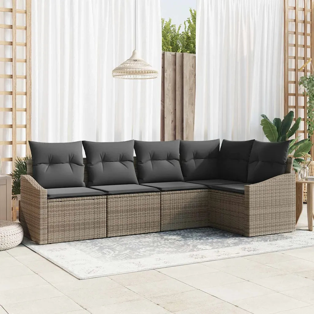 Set Divano da Giardino con cuscino 5 pcs Grigio polyrattan 3355388