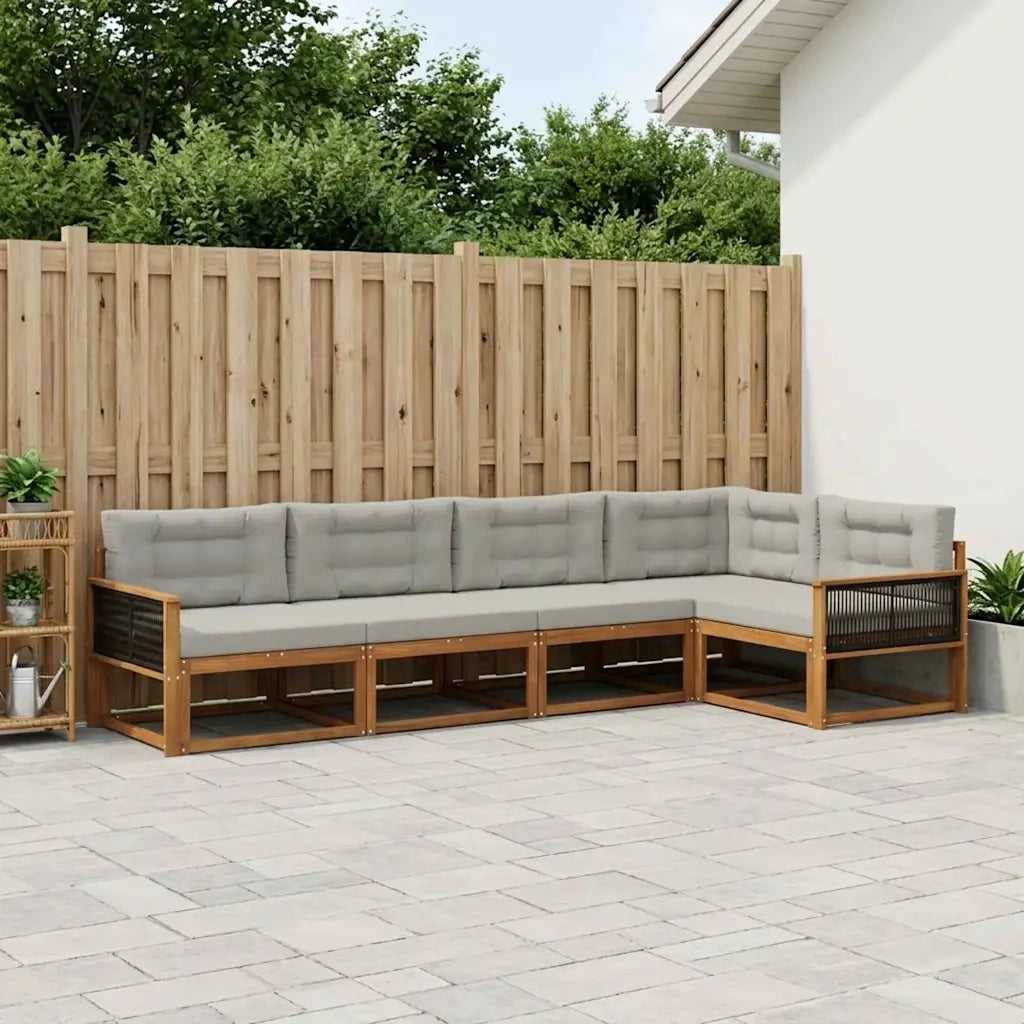Set di divani da esterno 6 pcs Naturale e Grigio chiaro 3382604