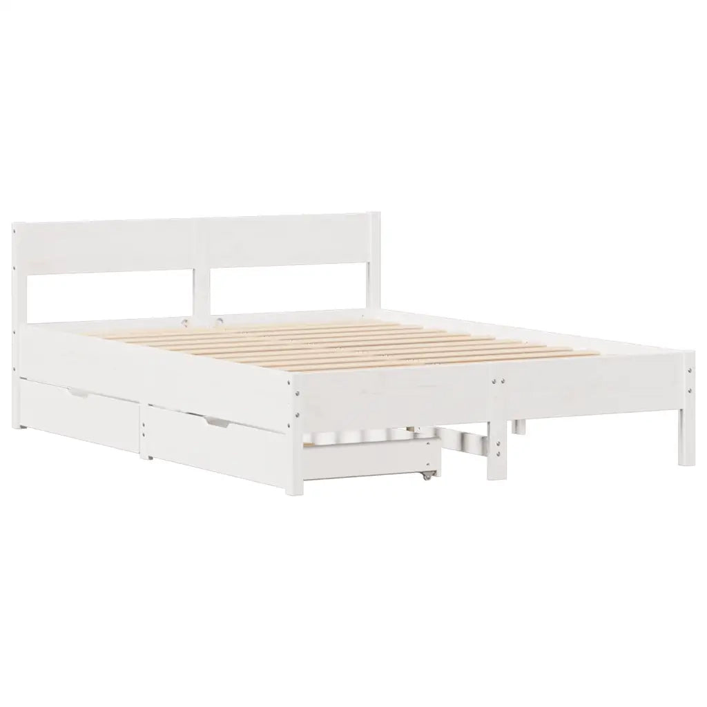 Letto senza Materasso-Struttura Letto Bianco 120x200 cm Legno Massello di Pino 265561