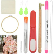 Set di cucito con manico in legno e filo per cucito e ricamo DIY