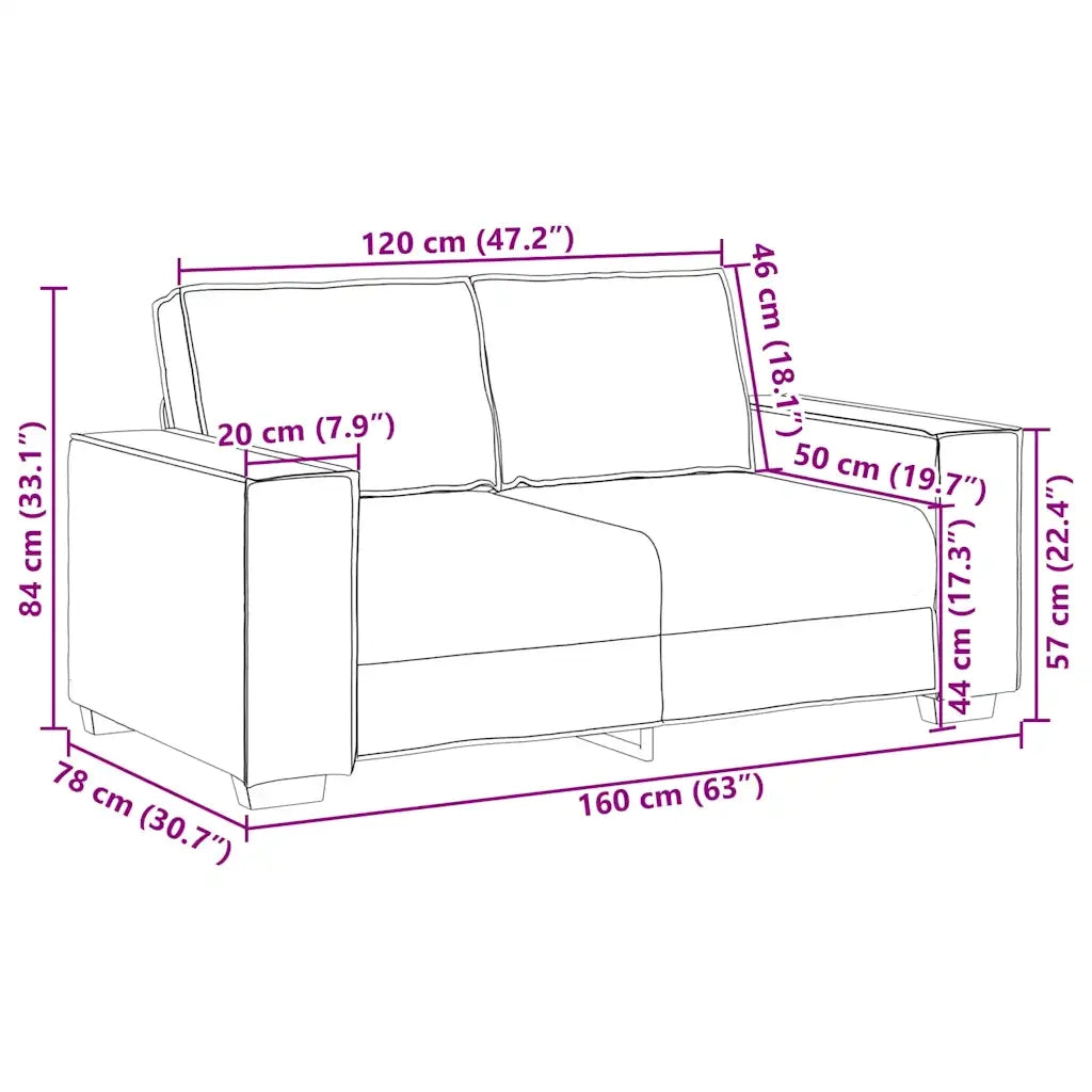 Divano a 2 Posti-Sofa 2 Posti Nero 120 cm Tessuto