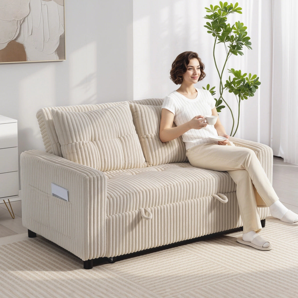 Divano letto imbottito ¨C Minimal ¨C 157x190 cm, crema