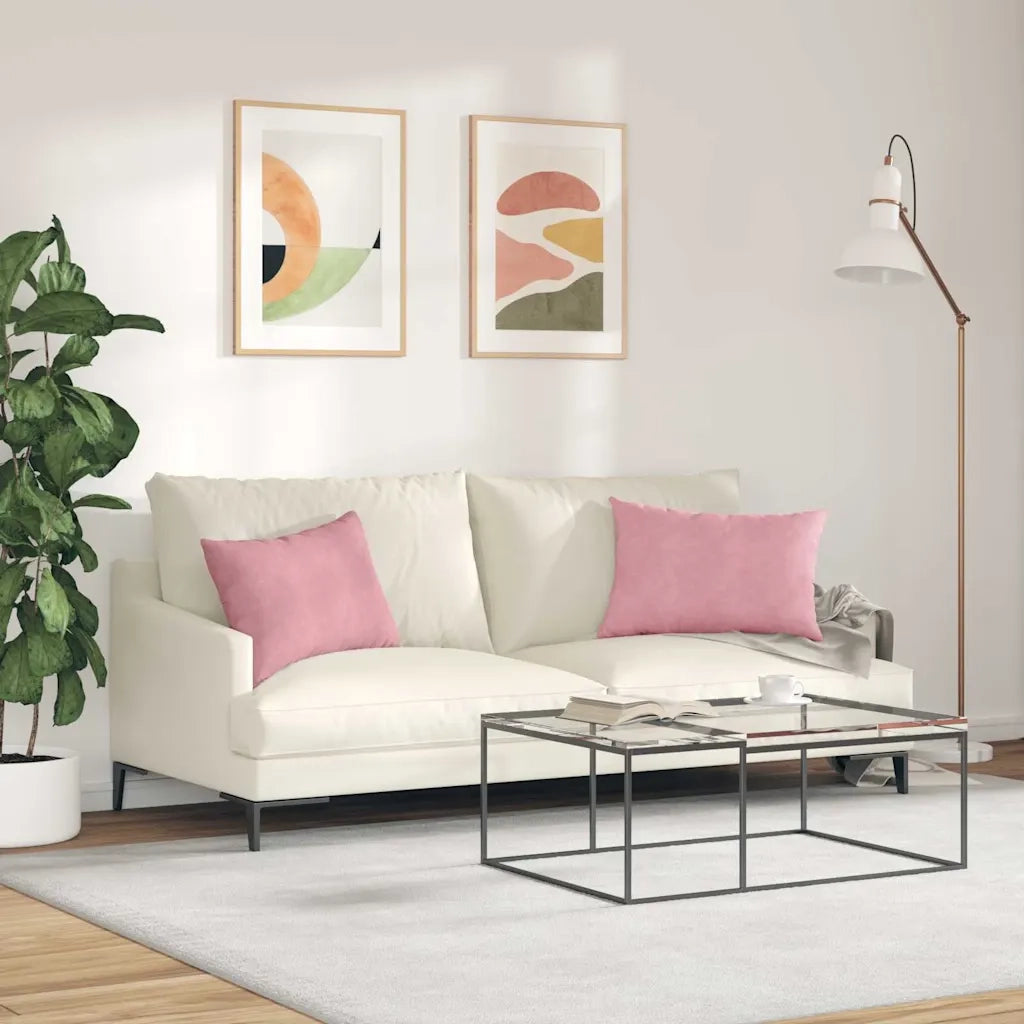 Cuscini da Divano 2 pz | Cuscini per sedie Rosa 60 x 40 cm Tessuto in Cords