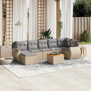 Set Divano da Giardino 8 pz con Cuscini Beige in Polyrattan 3225114