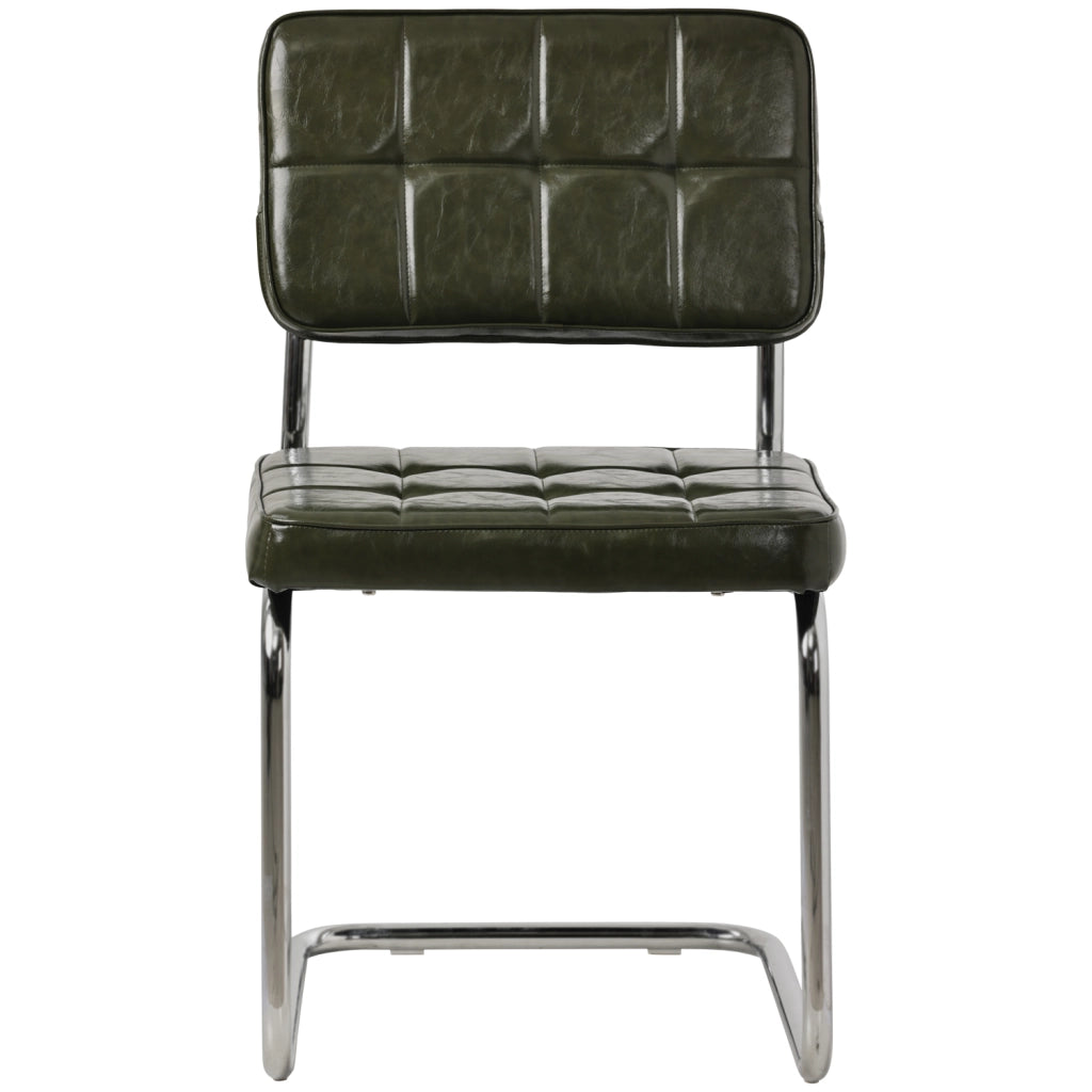 Set di 2 sedie cantilever in similpelle verde cachi MARIA