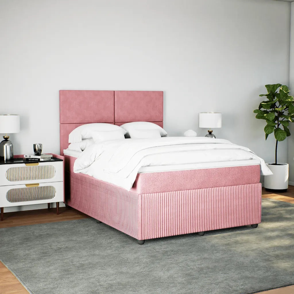 Giroletto a Molle con Materasso Rosa 140x200 cm in Velluto