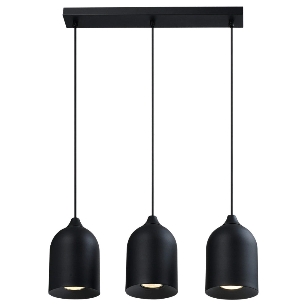 Lampada a sospensione nera metallo 46cm 3xGU10 Nilo
