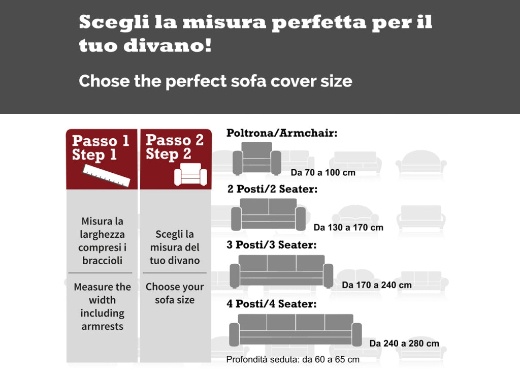 Copridivano Sofà Poltrona Elasticizzato Protezione Macchie Modello Wonderful - 3 Posti - Marrone