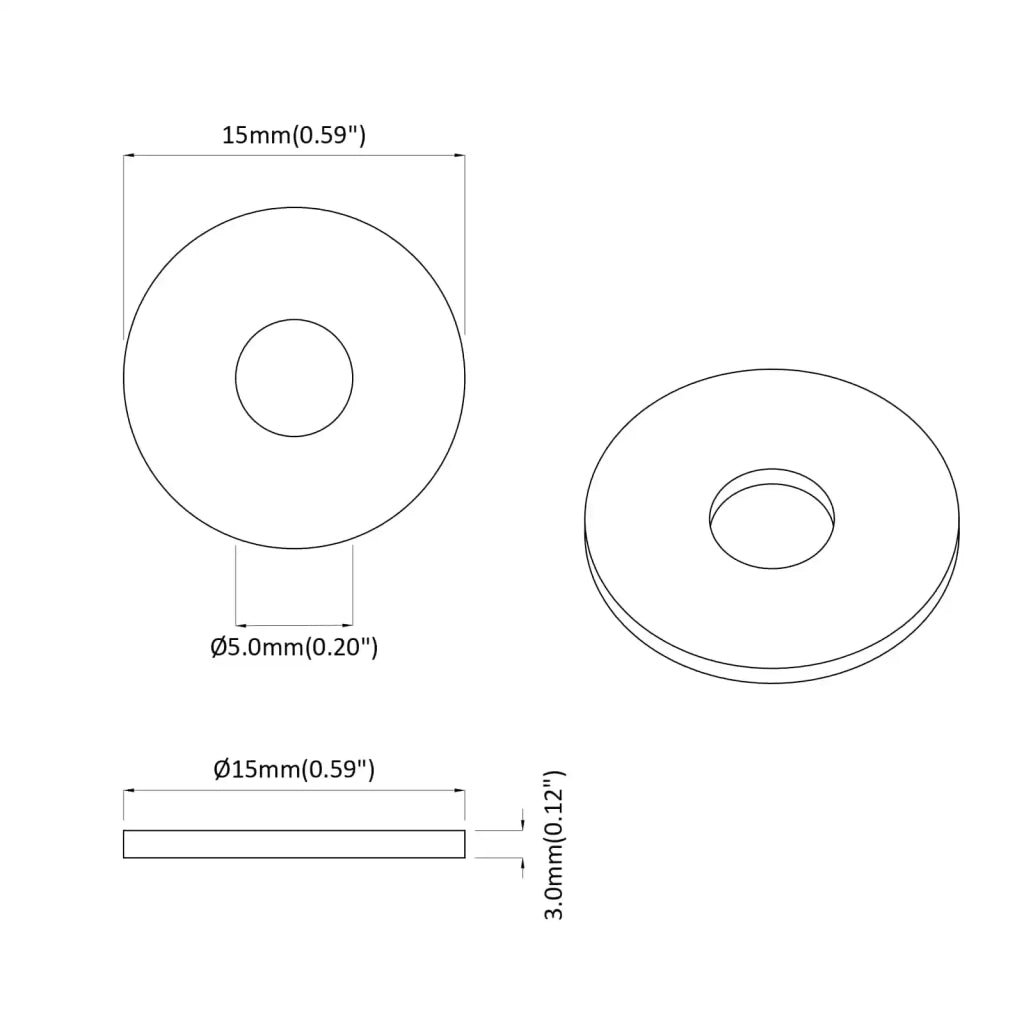 adatto per Rondella Piatta 36000 pcs Nero ∅15 x 3 mm