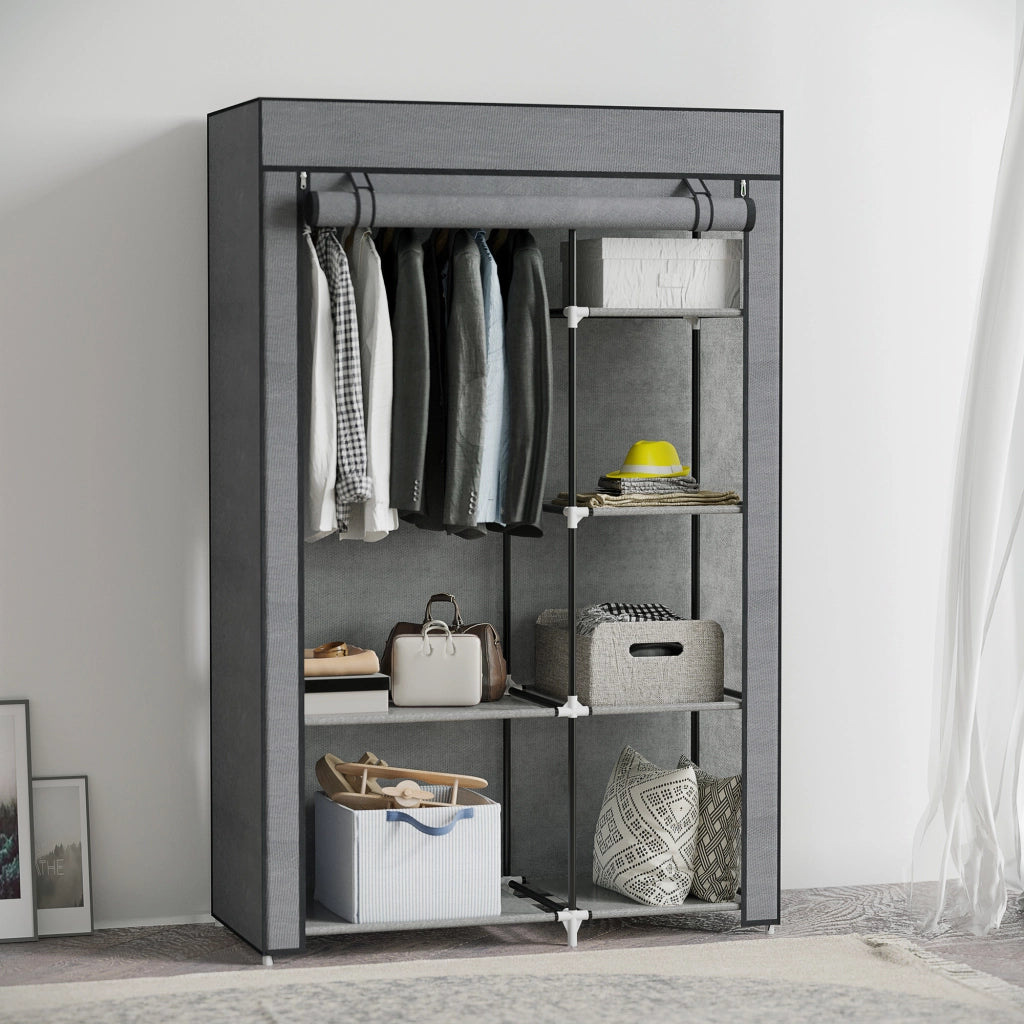 Armadio Pieghevole con Ripiani e Appendiabiti ¨C Minimal ¨C 103x43x162,5 cm Grigio Scuro
