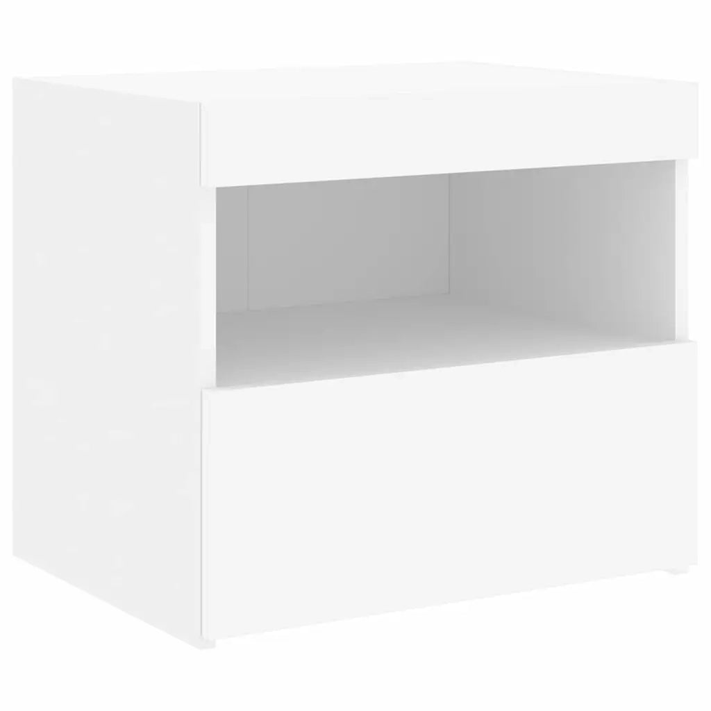 Set di 2 Comodini | Armadio da Notte | Mobiletto da notte con Luci LED Bianchi 50x40x45 cm