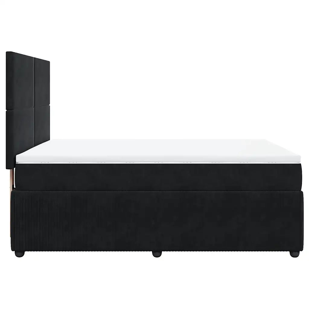 Giroletto a Molle con Materasso Nero 140x190 cm in Velluto