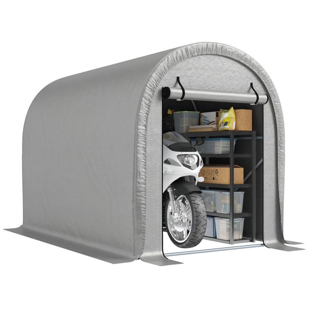 Capanno Giardino Tenda Deposito ¨C zephmum ¨C Grigio Chiaro Acciaio 159x240x185cm