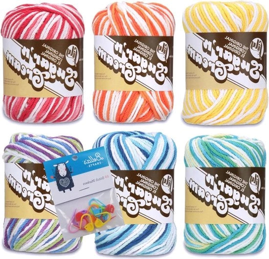 Set di filo 100% cotone 6-pack con marker di cucito - Ombre Arcobaleno