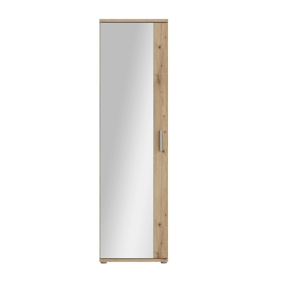 Mobile multiuso scarpiera Olimpia rovere con anta a specchio 50x35x179