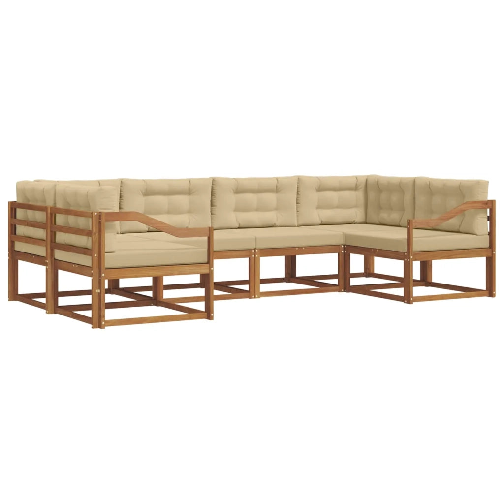 Set di divani da esterno con cuscino 6 pcs Naturale e Beige 3368086
