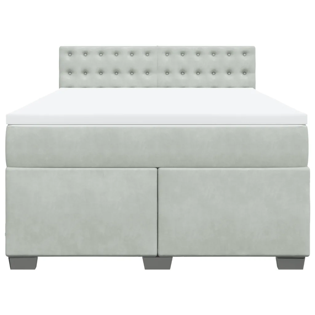 Giroletto a Molle con Materasso Grigio Chiaro 160x200cm Velluto