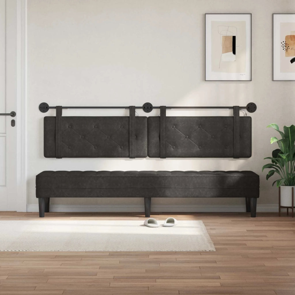 Testiera sospesa Con luce LED Nero PU Antico 3424268
