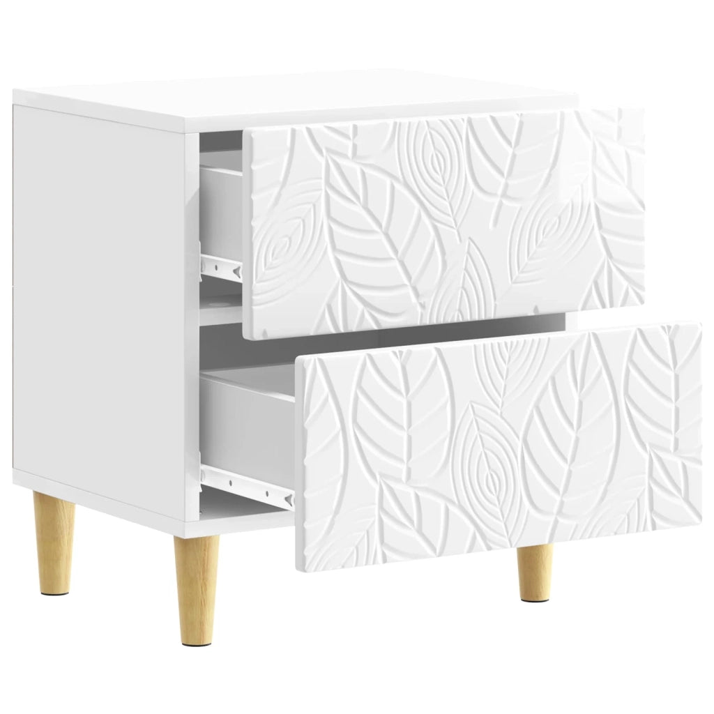 Comodino 2 pz Bianco Lucido 43 x 34,5 x 48 cm 894994