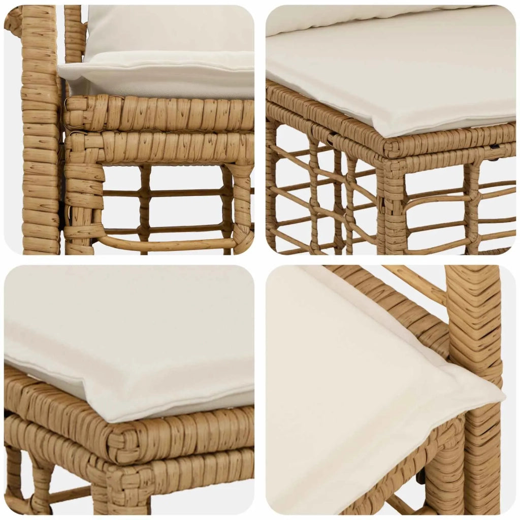 Set di divani da esterno 8 pcs Naturale e Bianco Crema 3437750