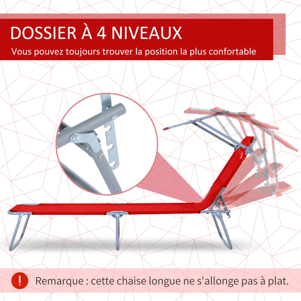 Transat pieghevole ¨C Minimal ¨C rosso 187x58x36 cm