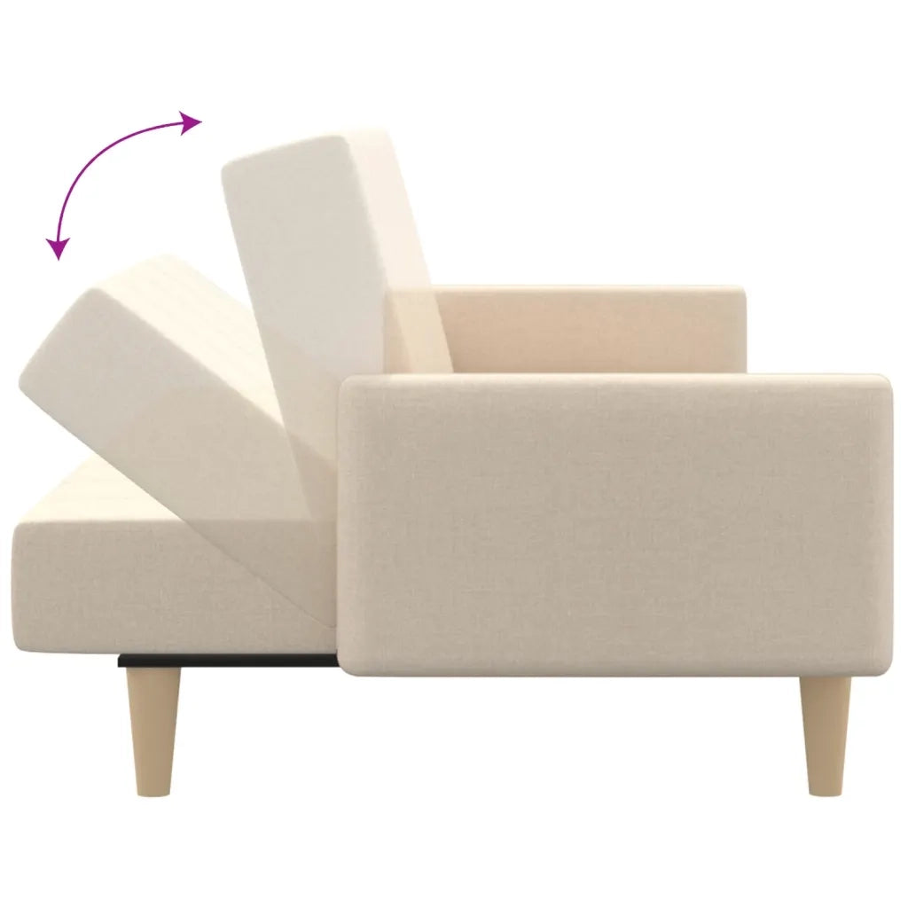 Divano Letto a 2 Posti Crema in Tessuto 375761