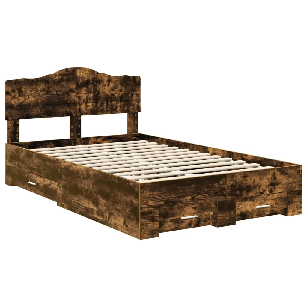 Letto matrimoniale | Letto per adulti | Struttura del letto Rovere fum¨¦ 120 x 190 cm Legno multistrato