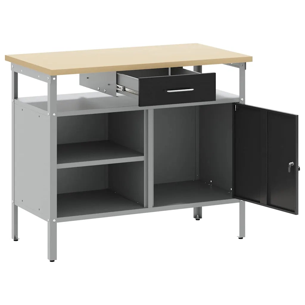 Banco da lavoro con cassetto Nero e Grigio 100 x 55 x 85 cm 4103458