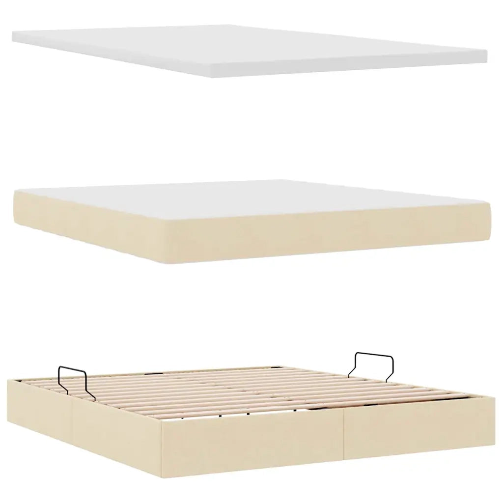 Letto con contenitore e materasso Crema 160 x 200 cm Poliestere 3370240
