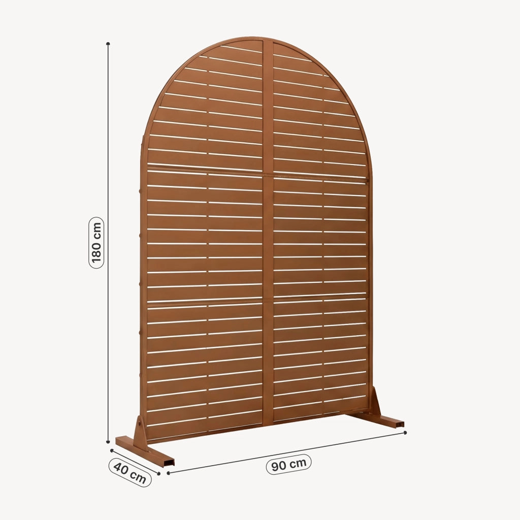 Pannello Divisorio Nodepp Paravento Arcuato in Acciaio 180 x 90 cm - Marrone casa.pro
