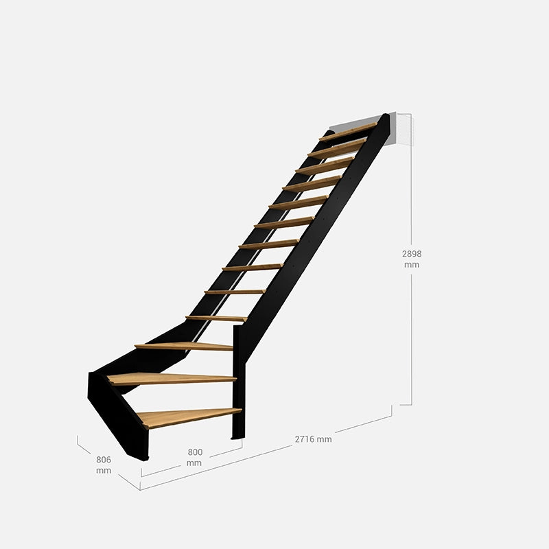 SPECTRA - Scala diritta a Œ con LED integrati, nera