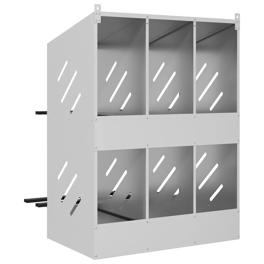 Nido per Polli con 6 Scomparti in Metallo Galvanizzato Argento 864352