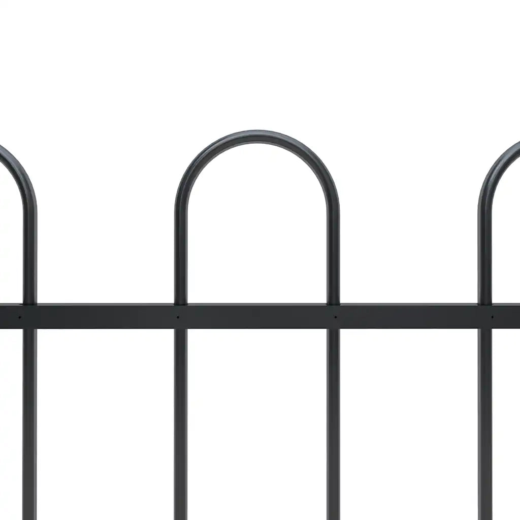 Recinzione da Giardino | Recinzione da cortile con Parte Superiore ad Anello in Acciaio 537x80 cm Nera