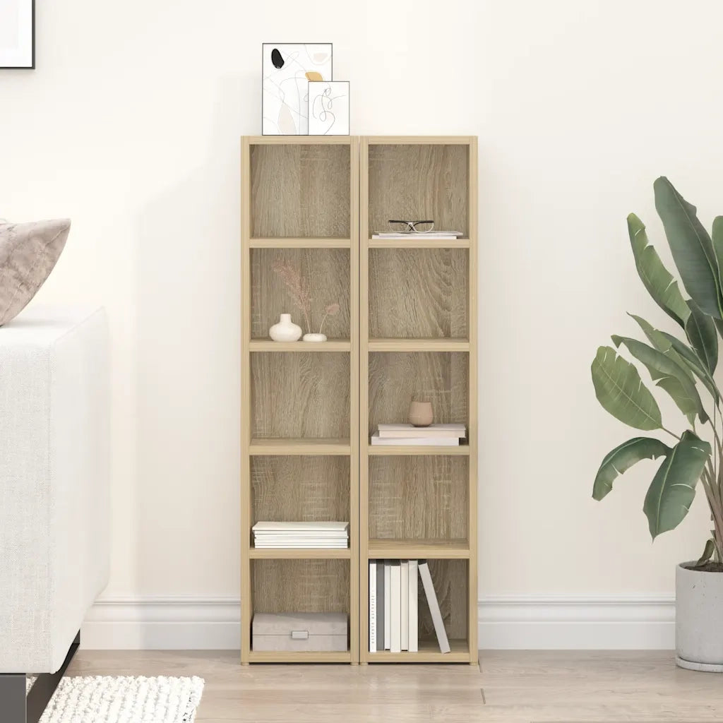 vidaXL Mobili Porta CD 2pz Rovere Sonoma 21x16x93,5 Legno Multistrato