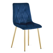 Sedia Libra in velluto blu notte con gambe dorate