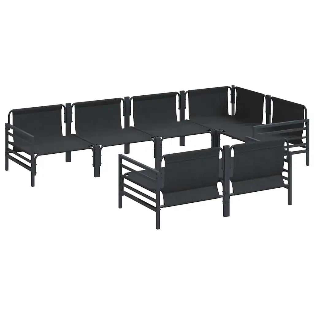 Set Divano da Giardino con cuscino 7 pcs Nero Acciaio