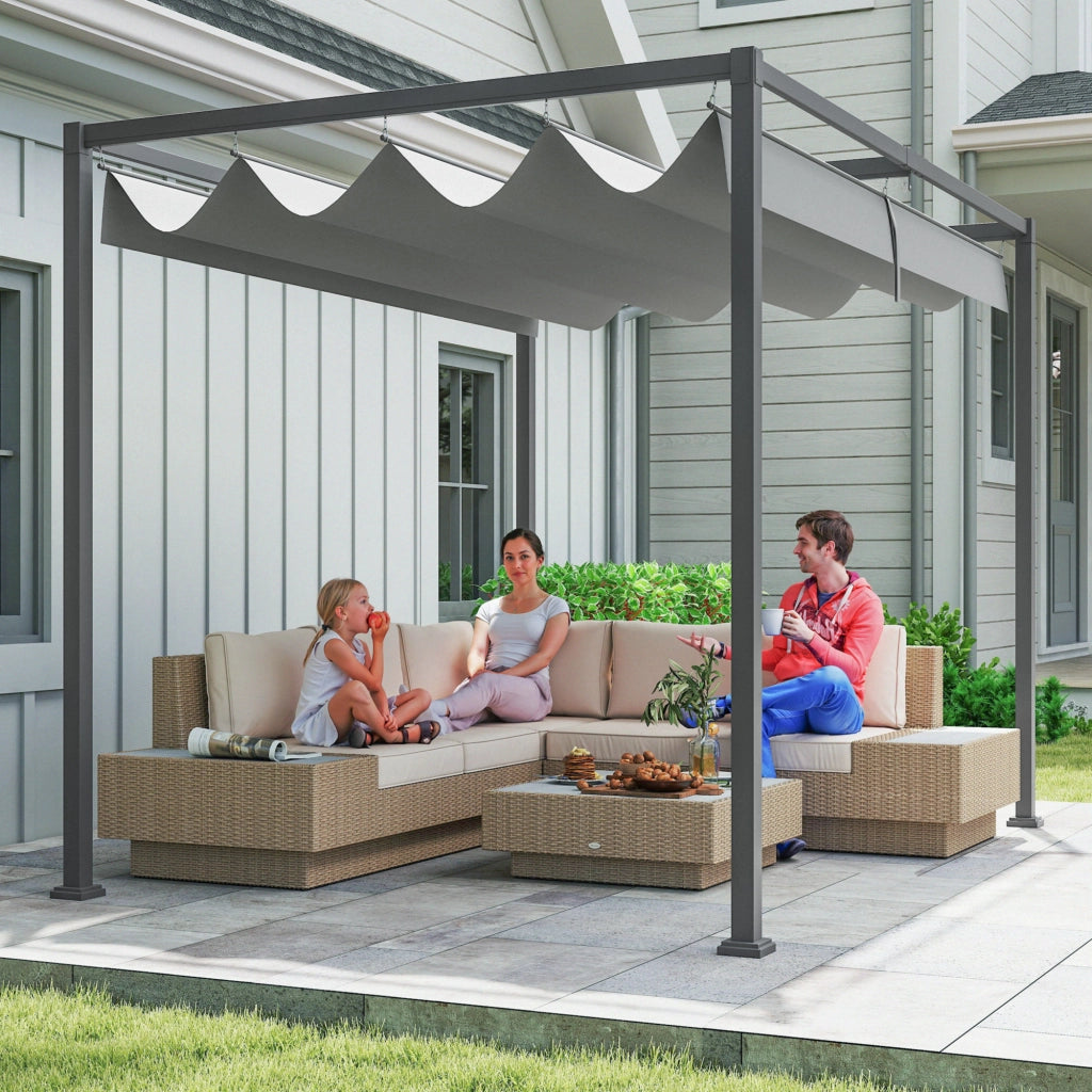 Gazebo da Giardino con Telo ¨C Minimal ¨C Grigio e Nero 3x2m