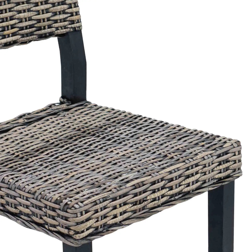 Sedia da pranzo 2 pcs Nero Lavato 46 x 55 x 84 cm Rattan Kubu 42012425