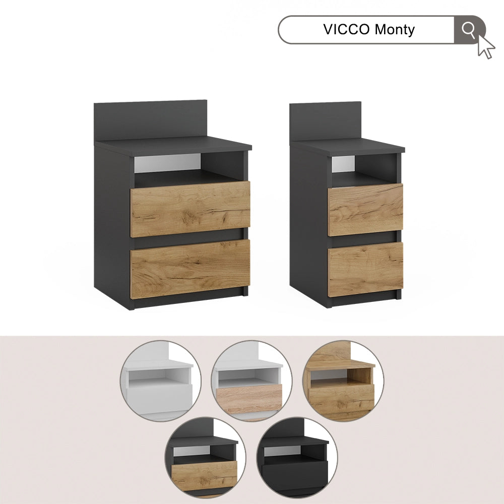 Vicco Comodino Bianco/Sonoma 25 x 59.1 cm Set di 2