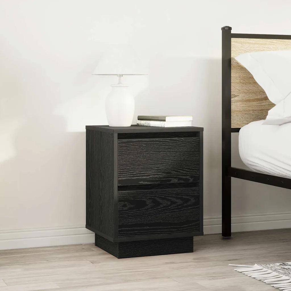 Comodini con Luci LED 2 pz Nero 38x34x50 cm 861286