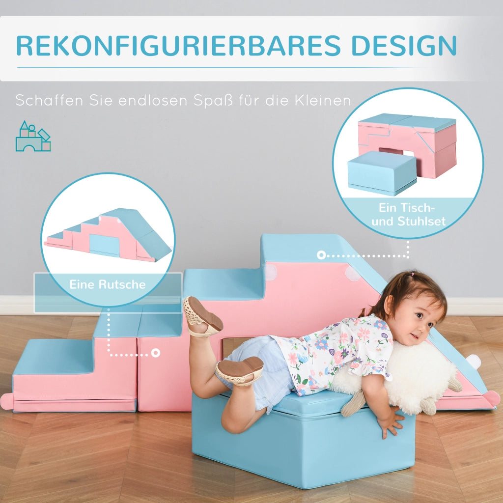 Casetta per Bambini con Scala ¨C Minimal ¨C Rosa e Blu 86x49x47 cm
