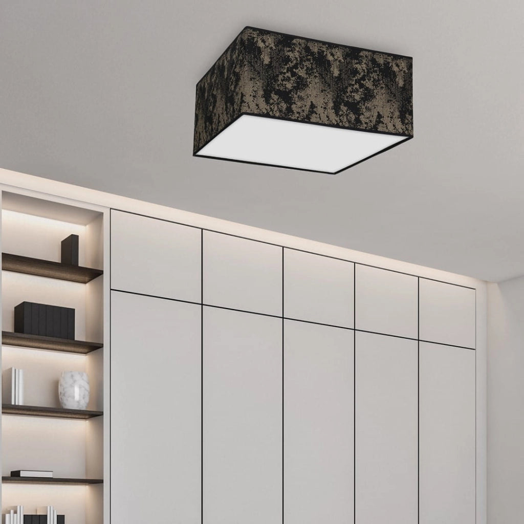 Plafoniera SATINO quadrata 40 cm 2xE27 nera Milagro